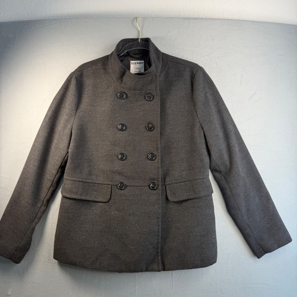 Old Navy Pea Coat Womens Large Grey Excellent Polyester Blend